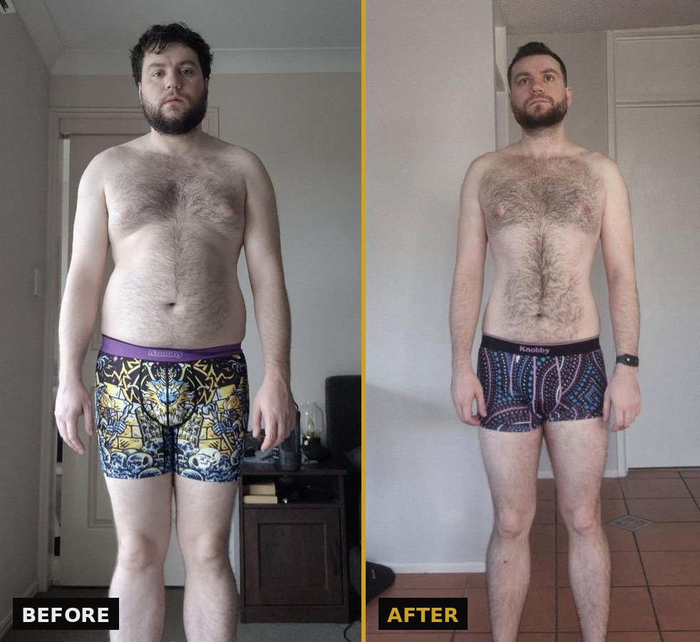 Nick's before and after transformation