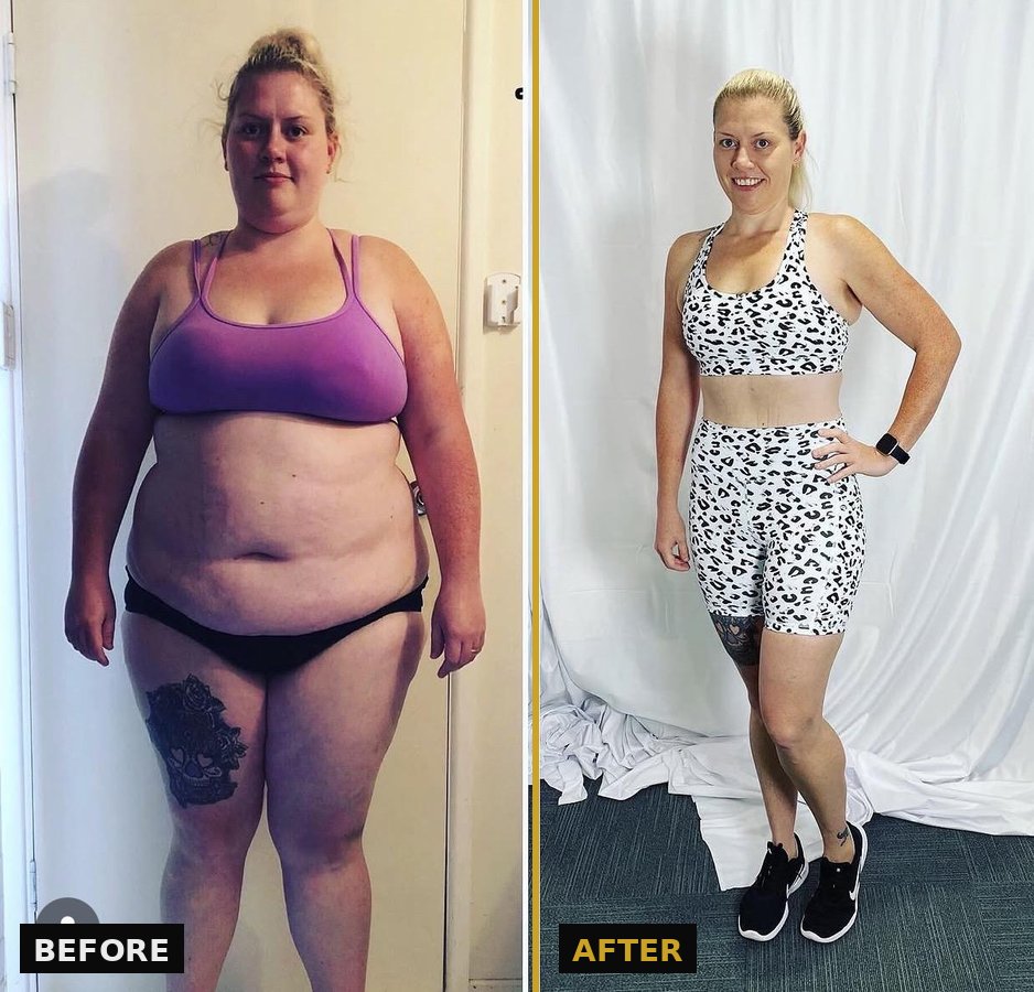 Caitlin's before and after transformation